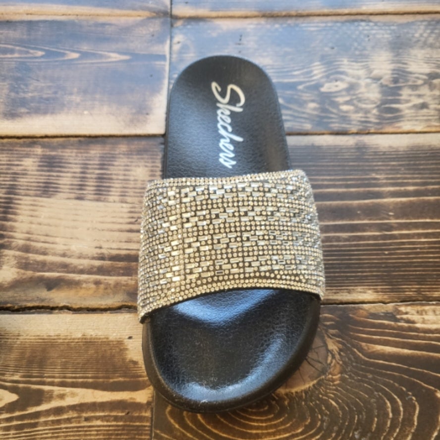 Skechers rhinestone slides cheap