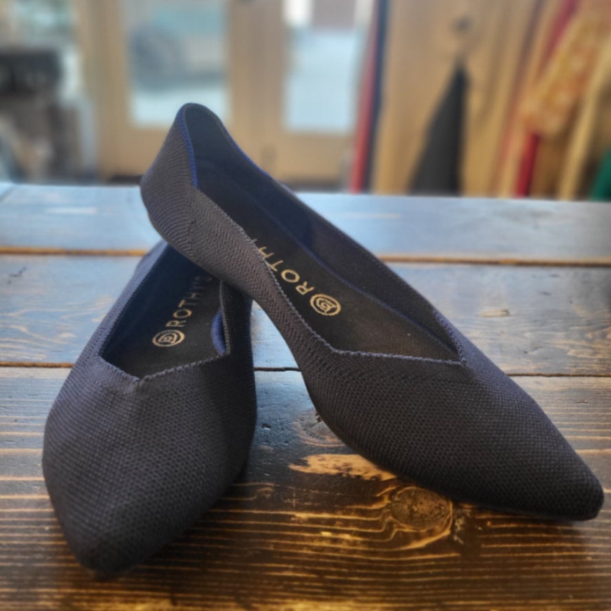 112459777 navy pointed flats rothys SHOES White Squirrel Consignment by Christina